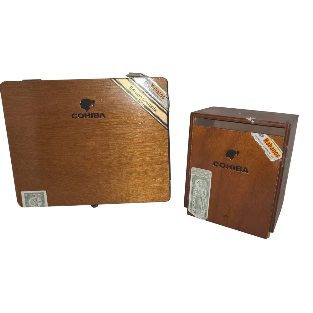 Collection of 6 Wooden Cigar Boxes Cohiba, Romeo y Julieta,Perdomo Primo del Rey